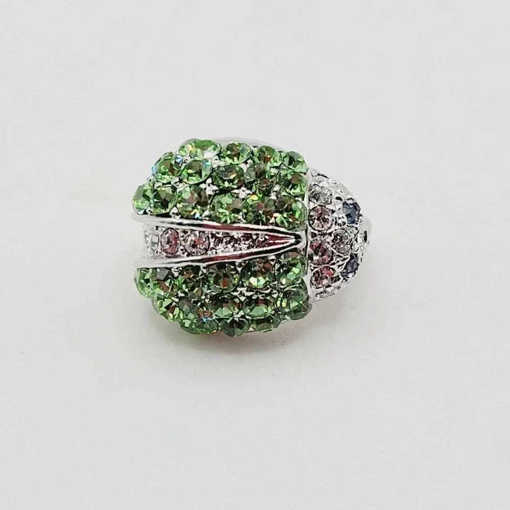 Pave Rhinestone Ladybug Brooch 5/8